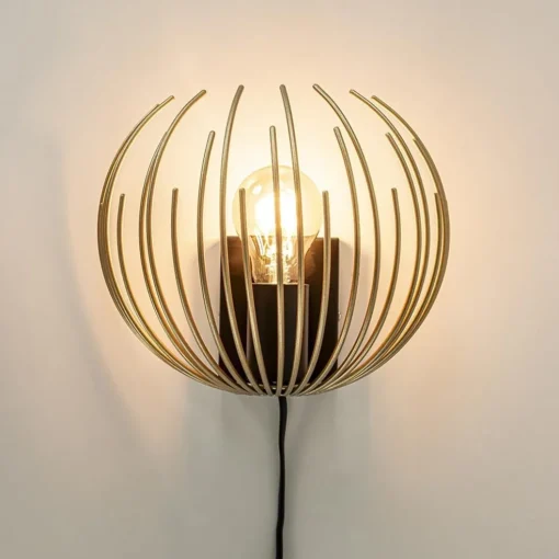 Trendy wandlamp goud met zwart inclusief snoer