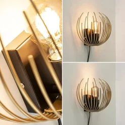 Trendy wandlamp goud met zwart inclusief snoer