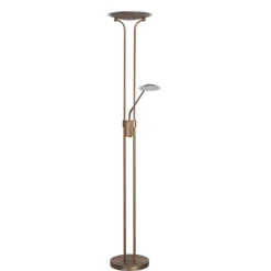 Uplighter brons LED Luna leesarm, dimmer