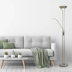 Uplighter met leesarm New Luna nikkel