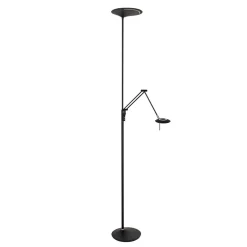 Uplighter zwart met leeslamp - 2 x pushdimmer