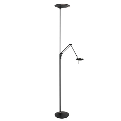 Uplighter zwart met leeslamp - 2 x pushdimmer