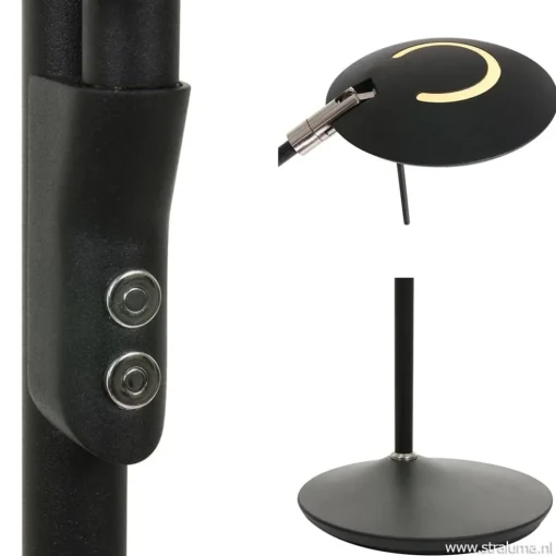 Uplighter zwart met leeslamp - 2 x pushdimmer