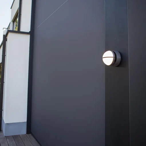 Verstelbare buitenlamp rond donker grijs inclusief LED