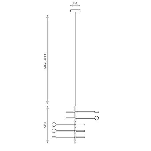 Verstelbare 5-lichts design hanglamp azuriet blauw