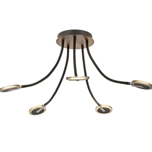 Verstelbare 5-lichts plafondlamp LED met smoke glas