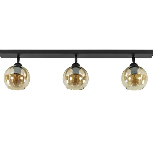 Verstelbare 3-lichts plafondlamp met amber glas