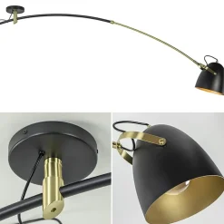 Verstelbare plafondlamp mat zwart met goud