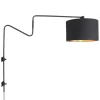 Verstelbare wandlamp met zwart/gouden kap