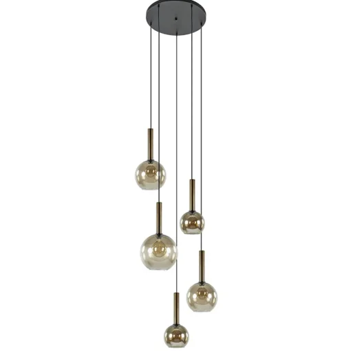 Videlamp Bella 5L rond zwart/brons+smoke