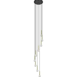 Videlamp Globe 9L rond zwart/goud/wit