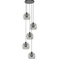 Videlamp zwart 5-lichts smoke glas