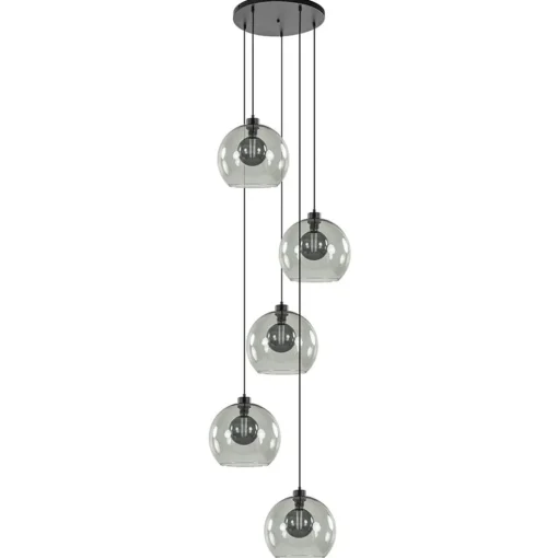 Videlamp zwart 5-lichts smoke glas