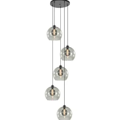 Videlamp zwart 5-lichts smoke glas