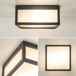 Vierkante buitenlamp dark grey plafond/wand