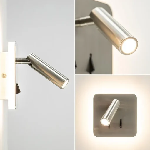 Vierkante LED wandlamp met verstelbare spot
