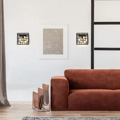 Vierkante wandlamp zwart metaal