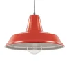 Vintage hanglamp rood met wit en zwart snoer