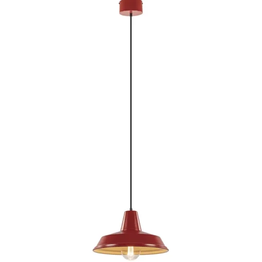 Vintage hanglamp rood met wit en zwart snoer