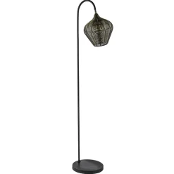 Vloerlamp Alvaro antiek brons + mat zwart