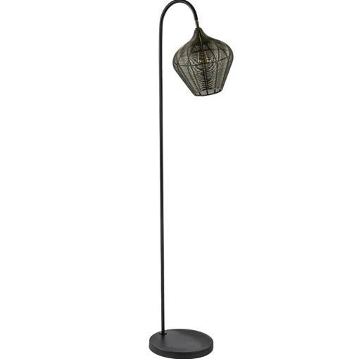 Vloerlamp Alvaro antiek brons + mat zwart