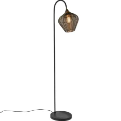 Vloerlamp Alvaro antiek brons + mat zwart
