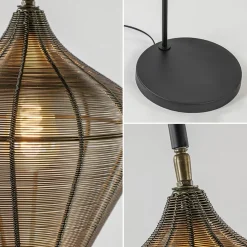 Vloerlamp Alvaro antiek brons + mat zwart