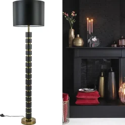Vloerlamp Azoyu zwart/brons exclusief kap