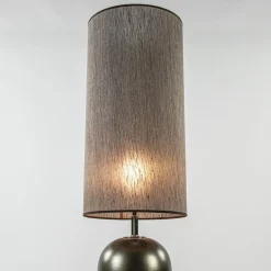 Vloerlamp bruin met cilinder kap bruin