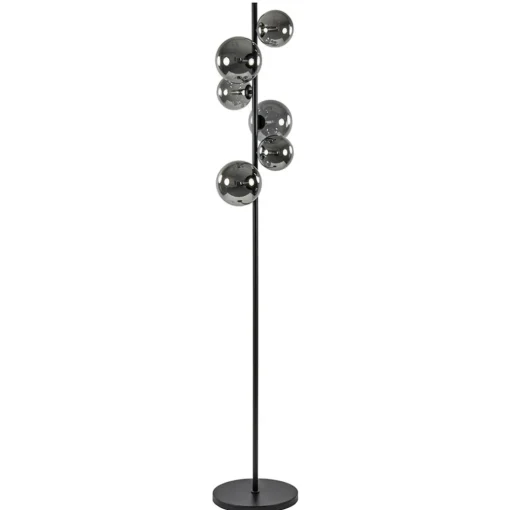 Vloerlamp Calcio 6l zwart + smoke glas