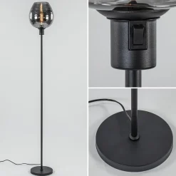 Vloerlamp Fantasy op stang zwart + smoke glas