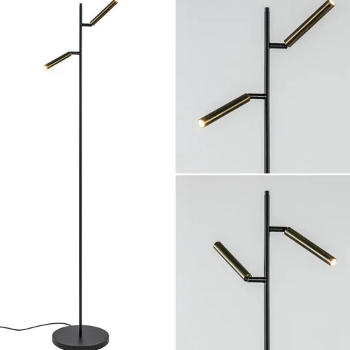 Vloerlamp Flute 2L zwart/brons 2xpushdim dtw