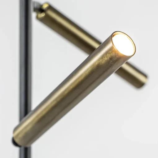 Vloerlamp Flute 2L zwart/brons 2xpushdim dtw