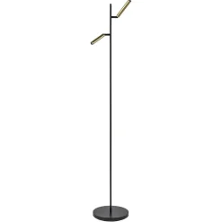Vloerlamp Flute 2l zwart/matgoud pushdim