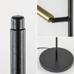 Vloerlamp Flute 2l zwart/matgoud pushdim