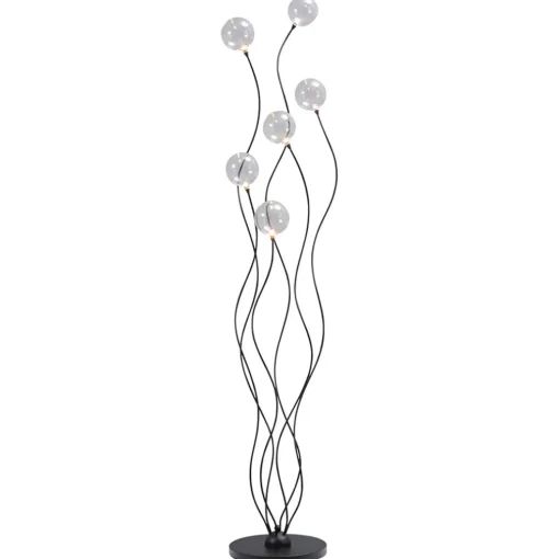 Vloerlamp Gio zwart + bolglas helder