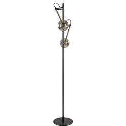 Vloerlamp Globe 2-L zwart/goud smokeglas
