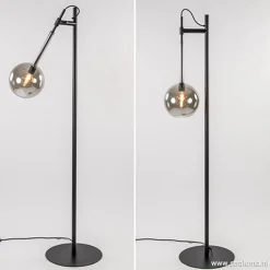 Vloerlamp Globe 1L zwart/smoke glas 25cm