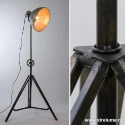 Vloerlamp Junko driepoot zwart/zink