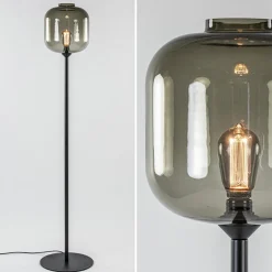 Vloerlamp Lett zwart/smoke glas