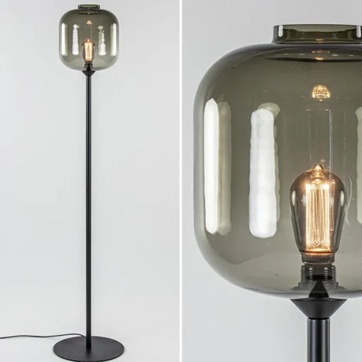 Vloerlamp Lett zwart/smoke glas