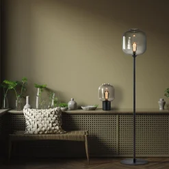 Vloerlamp Lett zwart/smoke glas