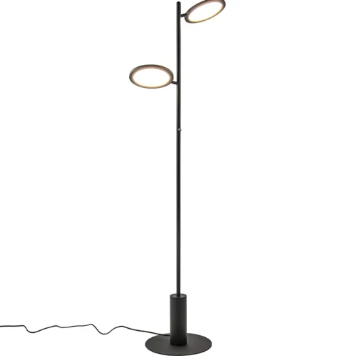 Vloerlamp 2-lichts zwart inclusief 3-standen dimbaar LED