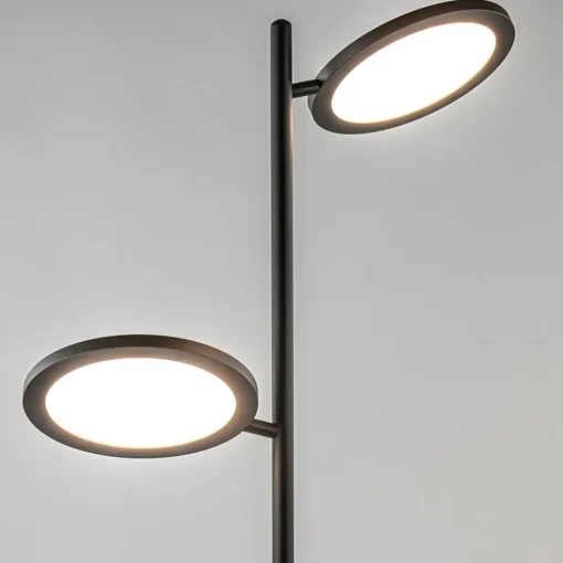 Vloerlamp 2-lichts zwart inclusief 3-standen dimbaar LED