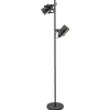 Vloerlamp mat zwart met titanium glazen kappen