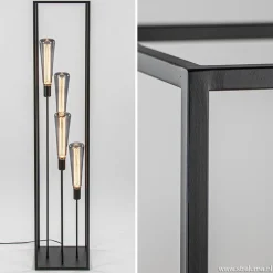 Vloerlamp open frame zwart 4-lichts