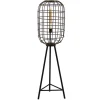 Vloerlamp oud-brons zwart kooi