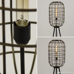 Vloerlamp oud-brons zwart kooi