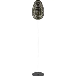 Vloerlamp Yaelle antiek brons met zwarte voet