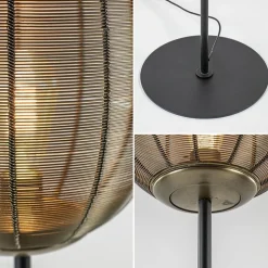 Vloerlamp Yaelle antiek brons met zwarte voet